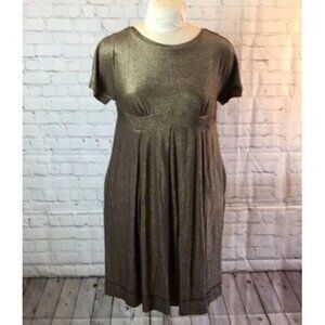Nicole Miller Studio Dress Metallic Empire Waist Silky Medium